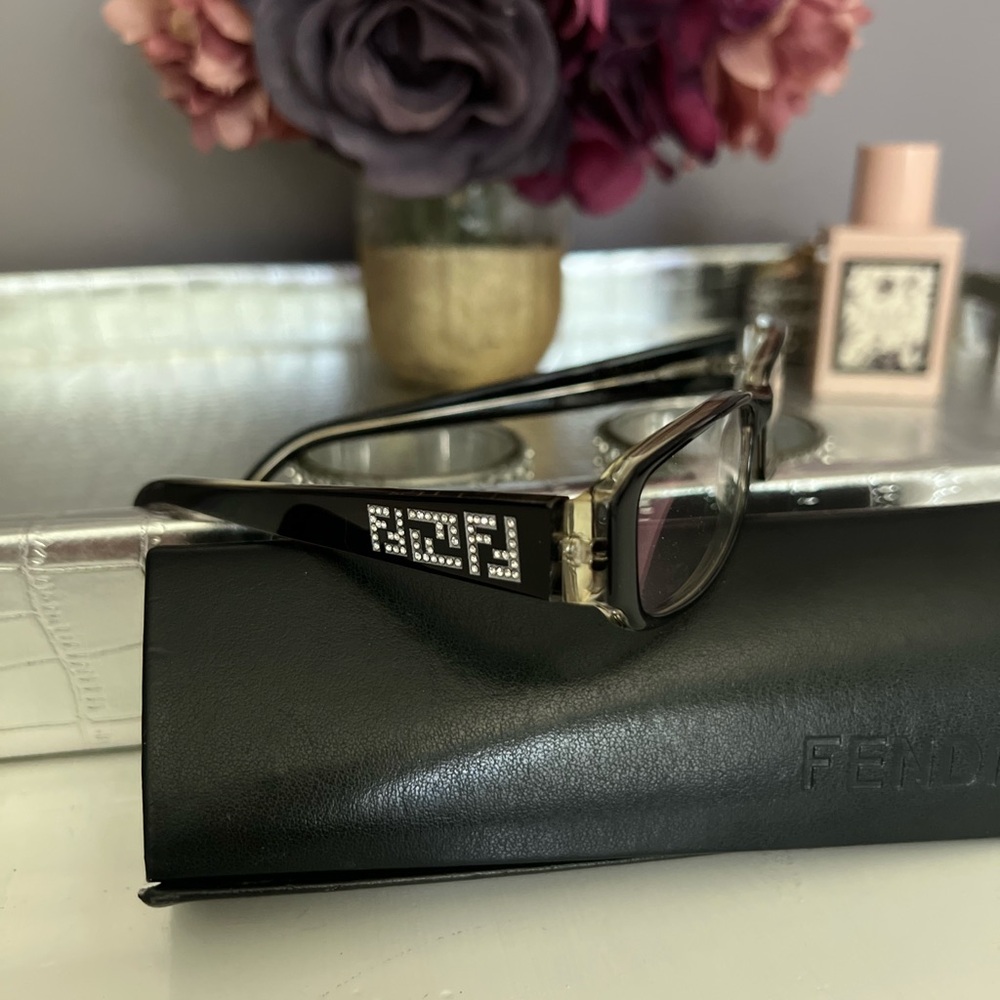 Fendi Black Glasses with Rhinestone Detail
